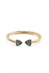 PULSERA RÍGIDA FINA DE ALEACIÓN DE METALES BAÑADA EN ORO 18K CON DOS CRISTALES FACETADOS MULTICOLOR Pulsera