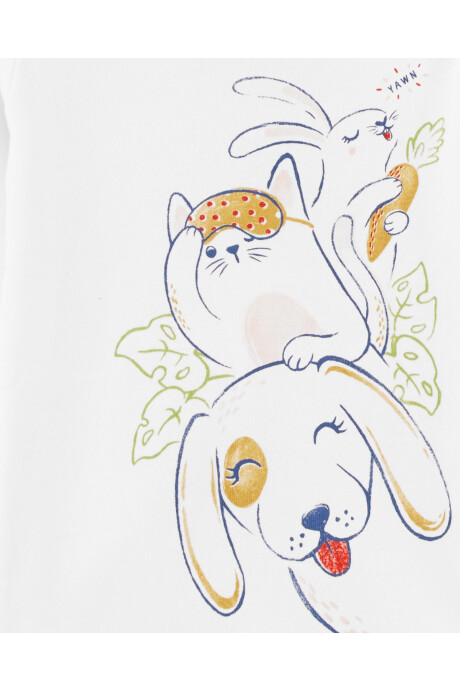 Pijama cuatro piezas de algodón, dos remeras y dos pantalones Sin color