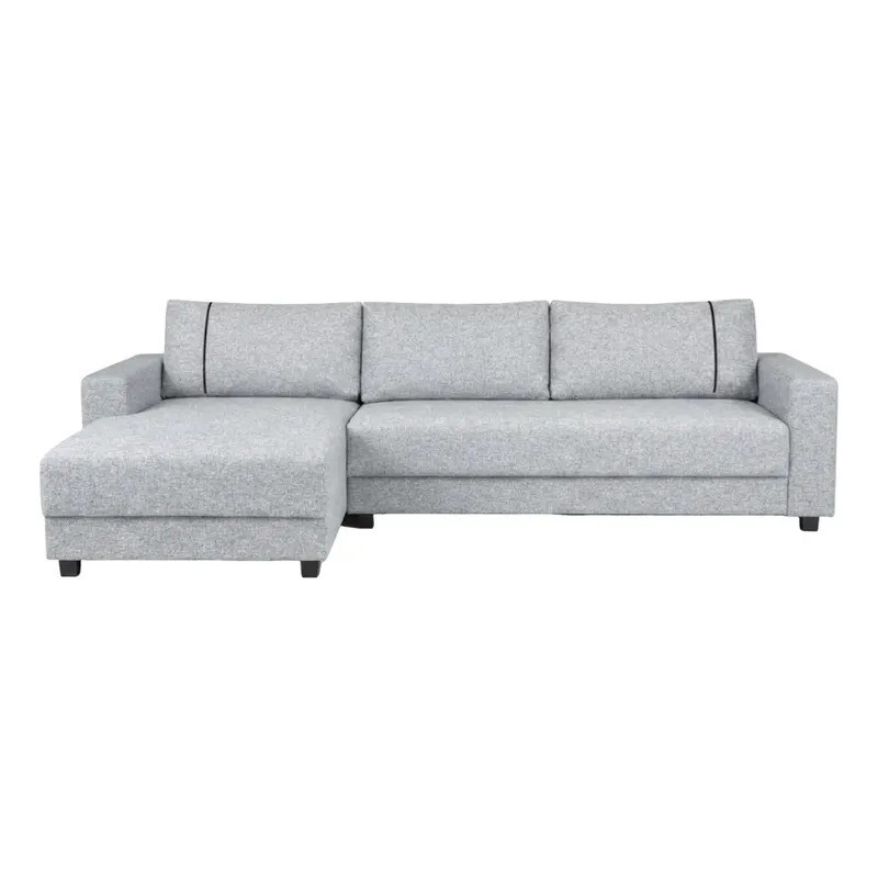 Sofá 3 Cuerpos + Chaise Derecho -Tela gris con puntos negros y crudos Sofá 3 Cuerpos + Chaise Derecho -Tela gris con puntos negros y crudos