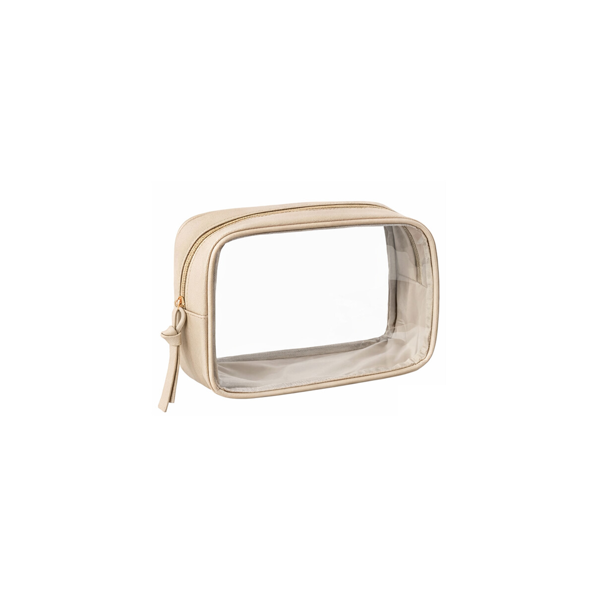 Neceser transparente con cierre grande - Beige 
