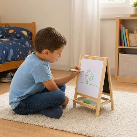 Pizarrón infantil para dibujar con soporte y estante Sc