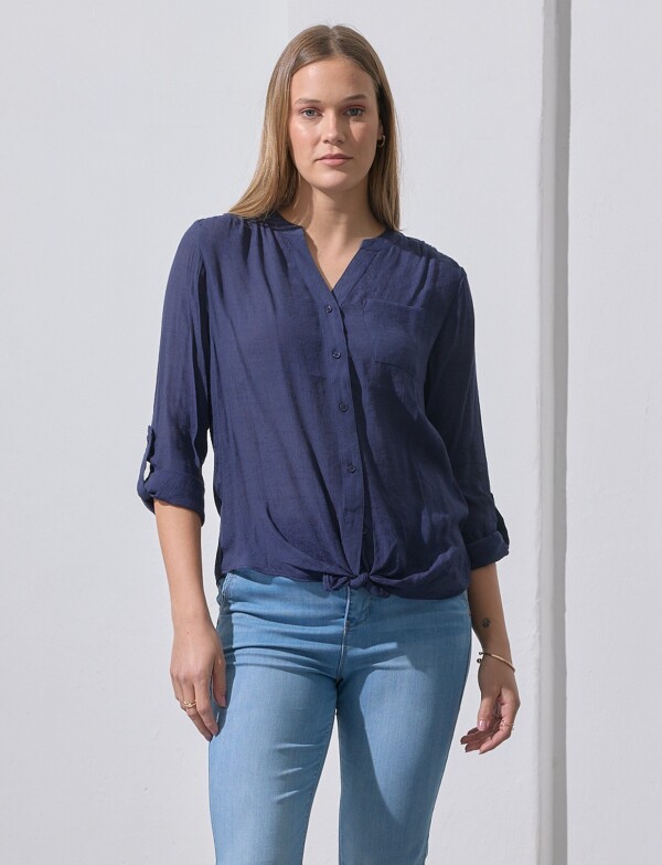 Blusa Nudo Botones AZUL