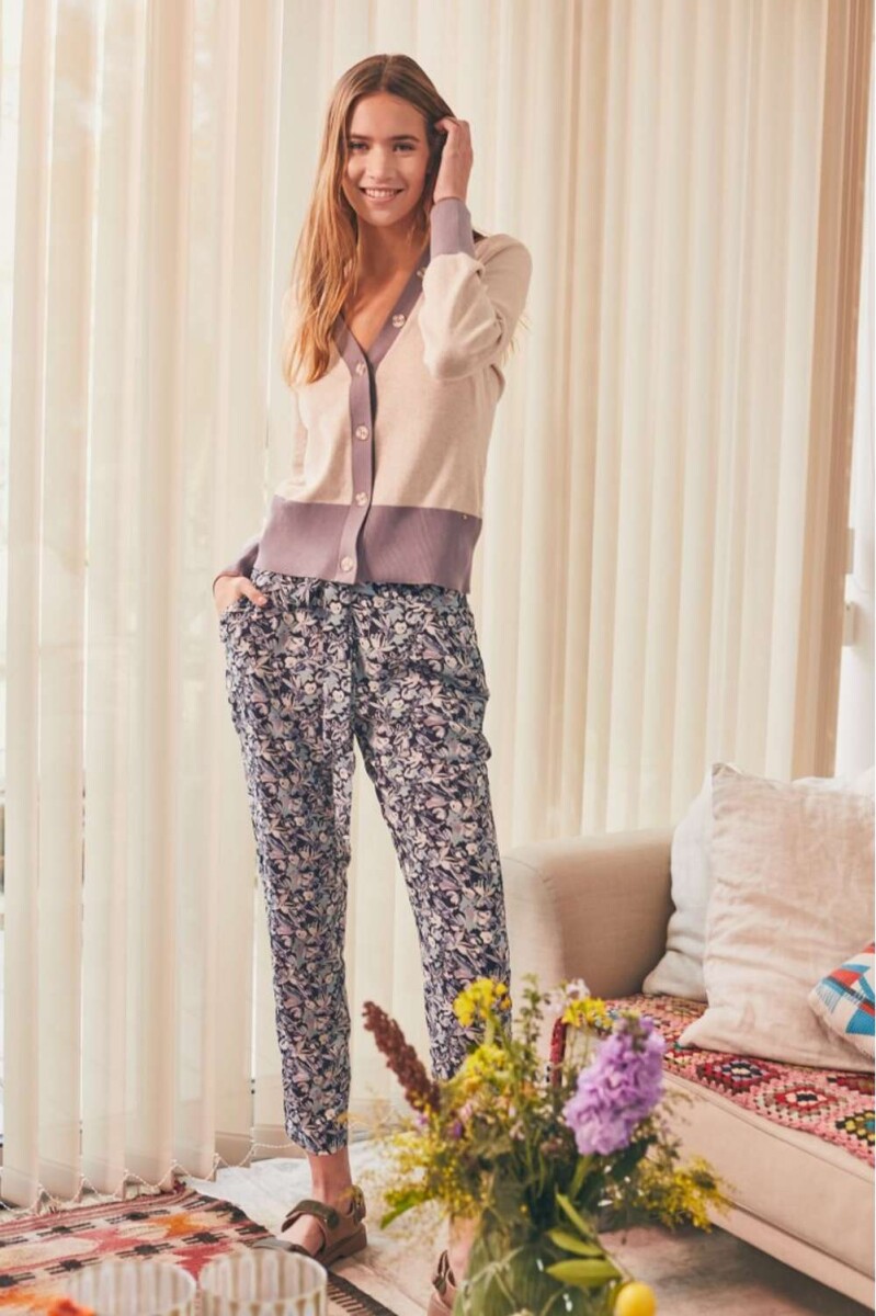 Pantalon Viscosa Print - Marino 
