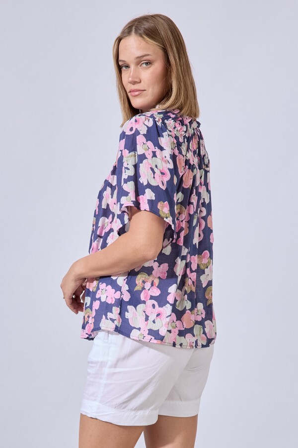 Blusa Frunces MULTI/AZUL