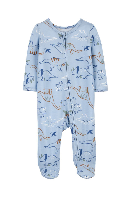 Pijama uno pieza de viscosa Ecovero, con pie, diseño dinos, línea Purelysoft Sin color