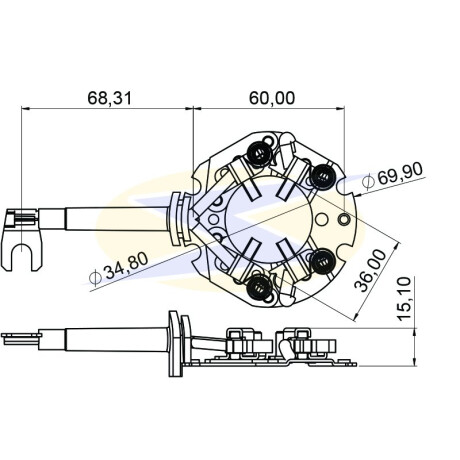PORTA CARBONES - HITACHI YANMAR TRACTOR 4.5x10.8x14.5mm FIJ.60MM UNIFAP PORTA CARBONES - HITACHI YANMAR TRACTOR 4.5x10.8x14.5mm FIJ.60MM UNIFAP