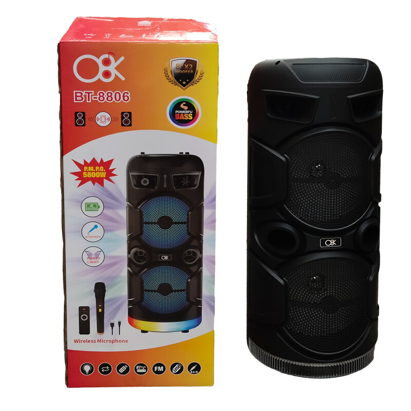 Parlante Torre portátil RX8232B Bluetooth 2 x 8" 20W con micrófono y luces bajas Parlante Torre portátil RX8232B Bluetooth 2 x 8" 20W con micrófono y luces bajas