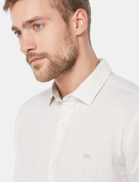 CAMISA DE LINO RAYADA Beige