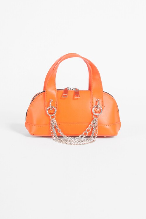 Cartera de mano con cadena naranja