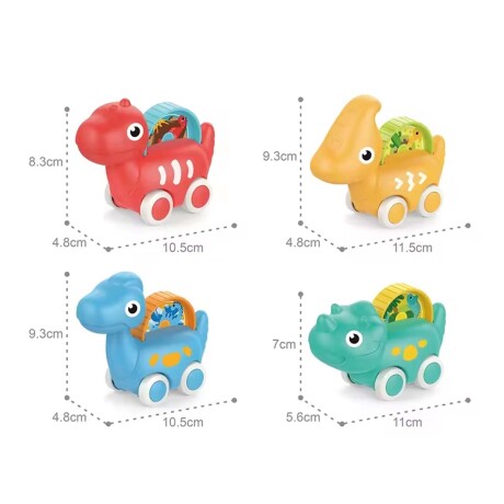 Set 4 Dinocar Auto Dinosaurio + Alfombra Juegos Bebé Huanger Multicolor