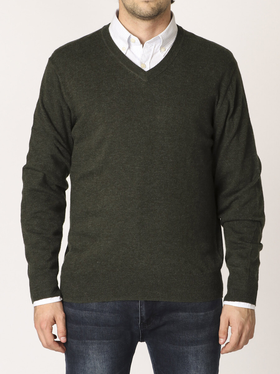 SWEATER V HARRINGTON LABEL - Verde 