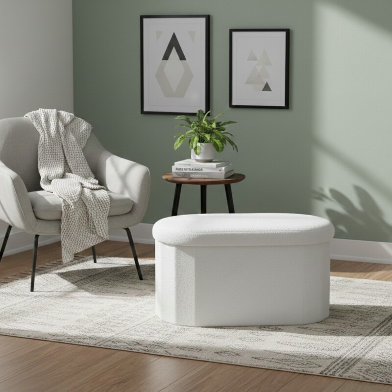 TABURETE ORG OVALADO BLANCO 70X40X40CM Unica