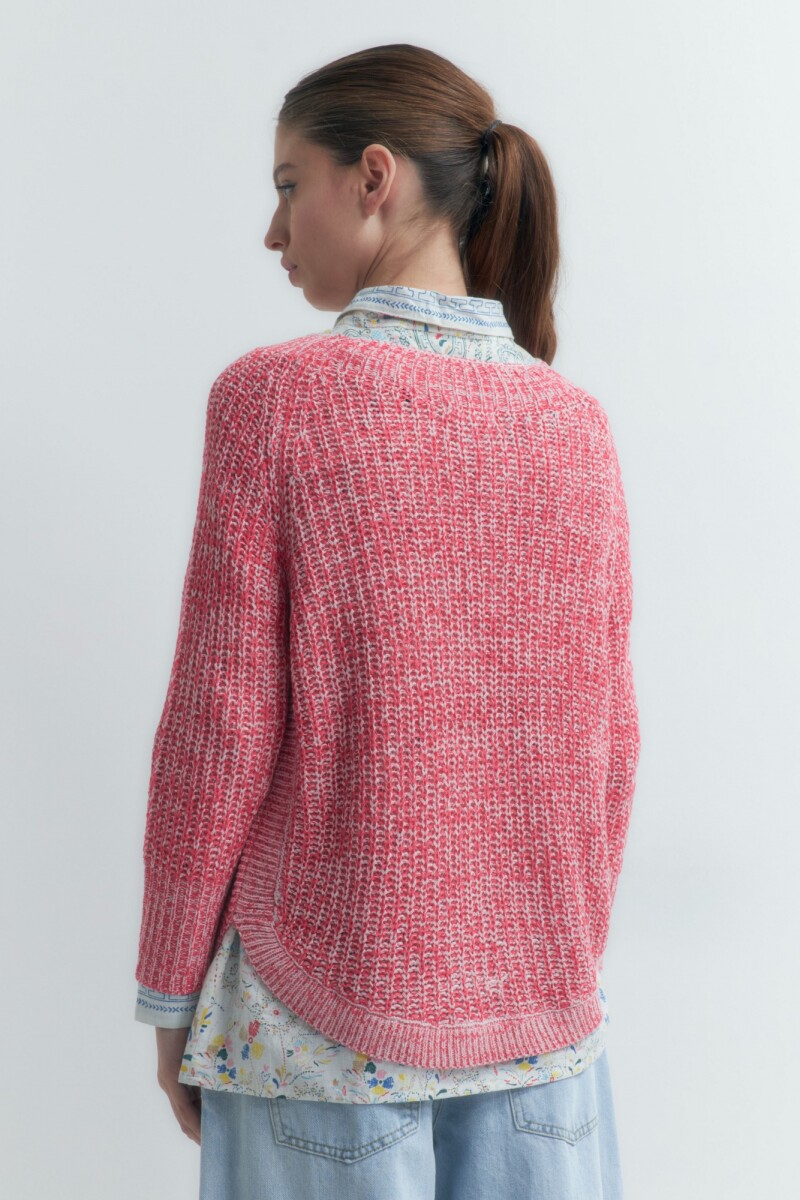 Sweater cinta con ruedo curvo fucsia