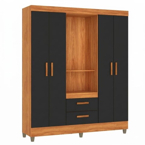 Ropero 4 Puertas Sin Espejo Cinamomo Negro 150 x 181 x 40 cm Ropero 4 Puertas Sin Espejo Cinamomo Negro 150 x 181 x 40 cm