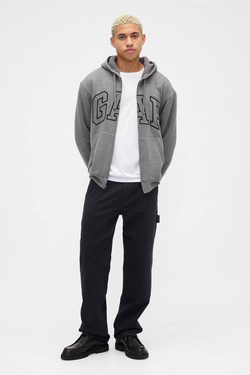 Canguro Con Corderito Logo Gap Hombre Heather Grey