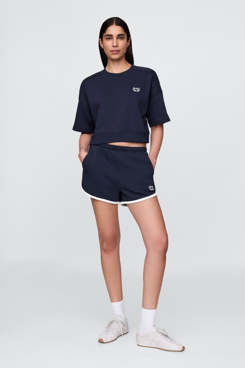 Buzo Deportivo Crop Manga Corta Logo Mujer Navy Uniform
