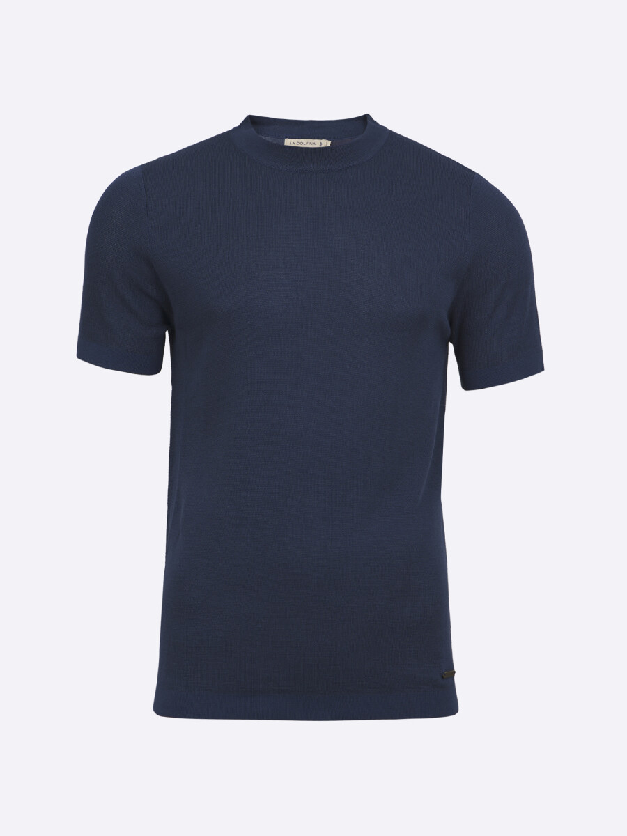 T-shirt tejida lisa - azul 