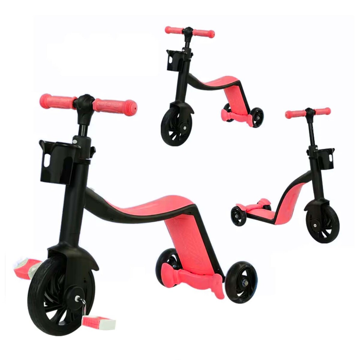 Bicicleta Monopatín Triciclo 3 en 1 Ajustable para Niños - Rosa 