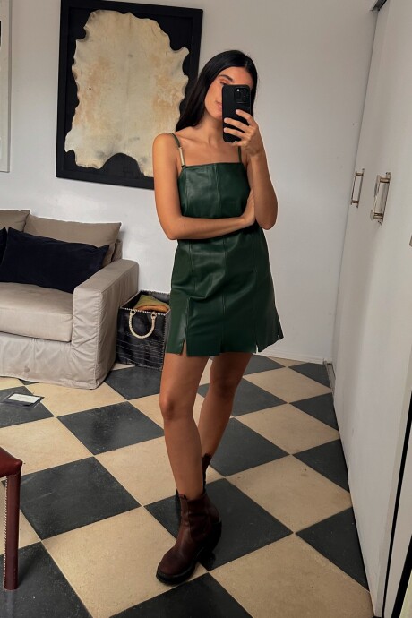 Mini Leather Dress Verde Inglés