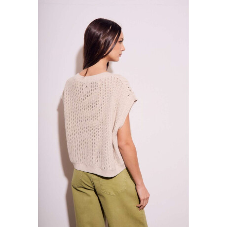 Chaleco Lurex Beige Melange