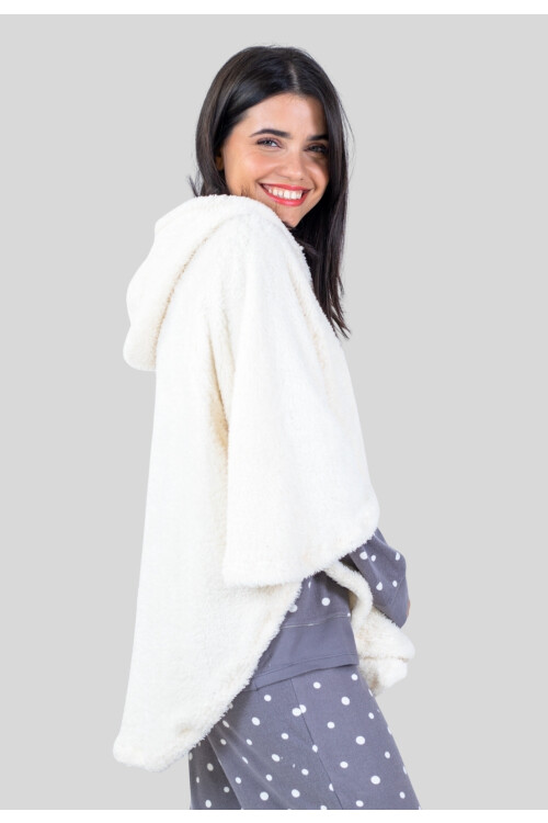 PONCHO CON CAPUCHA NATURAL