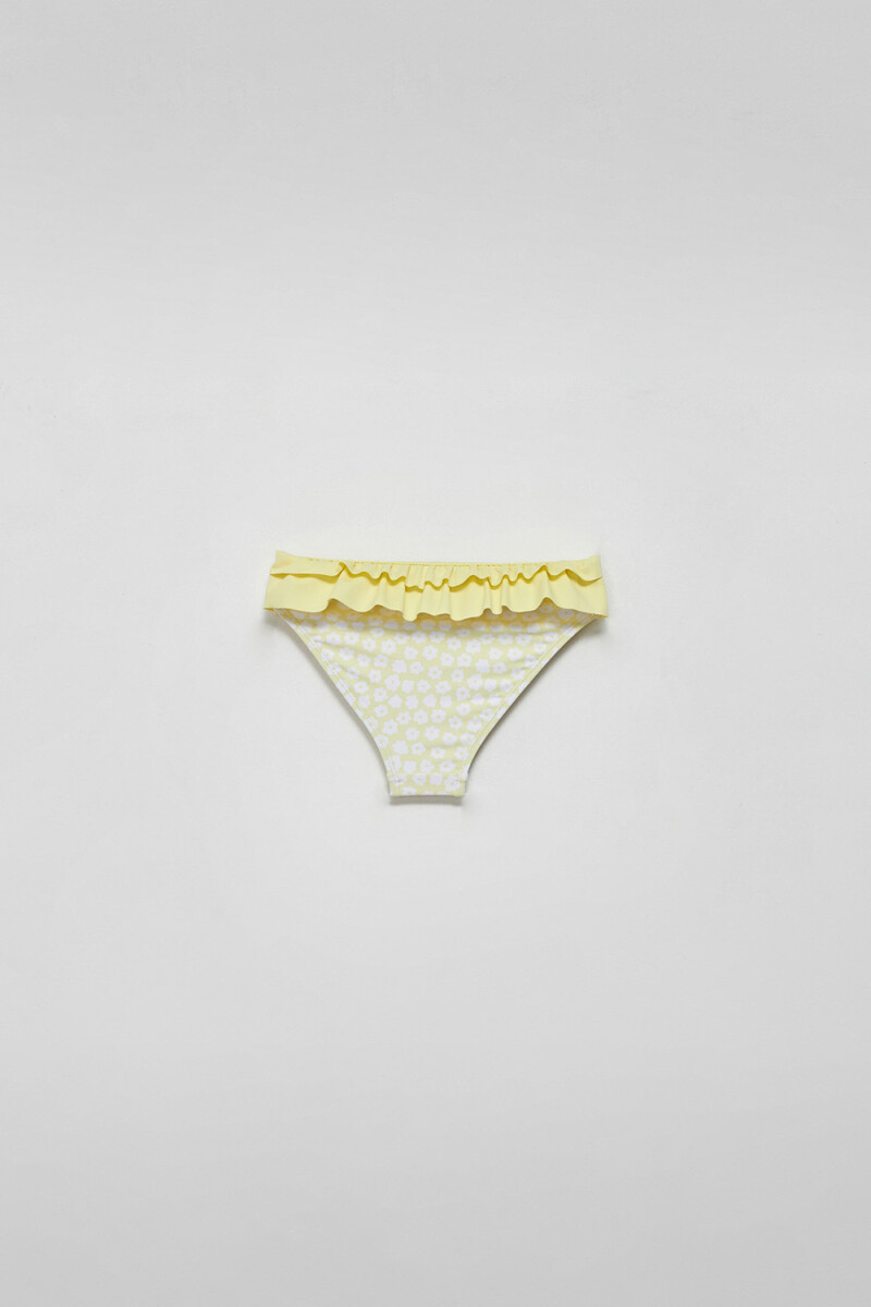 Bombacha bikini con volados Flores - Amarillo