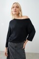 Sweater escote asimétrico negro