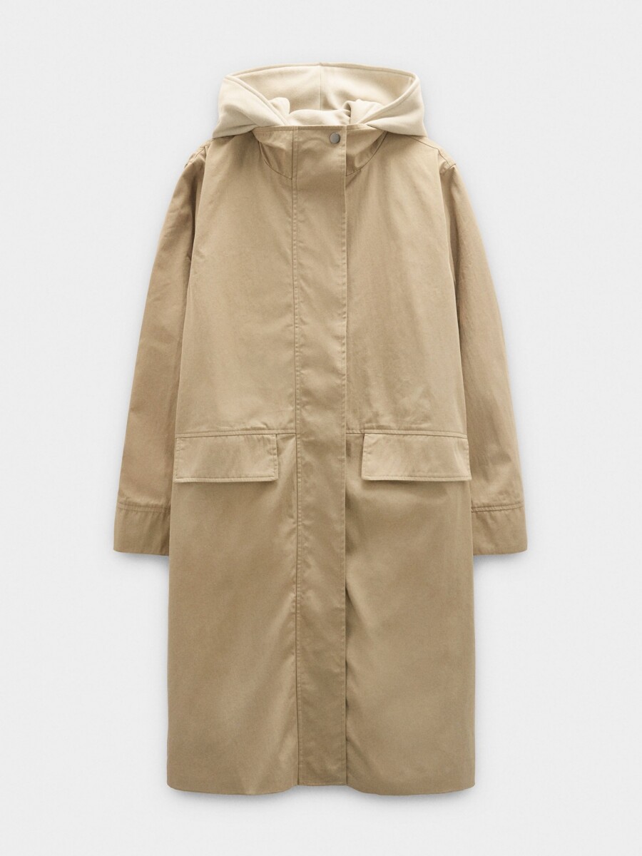 Parka De Algodón Con Capucha Desmontable beige