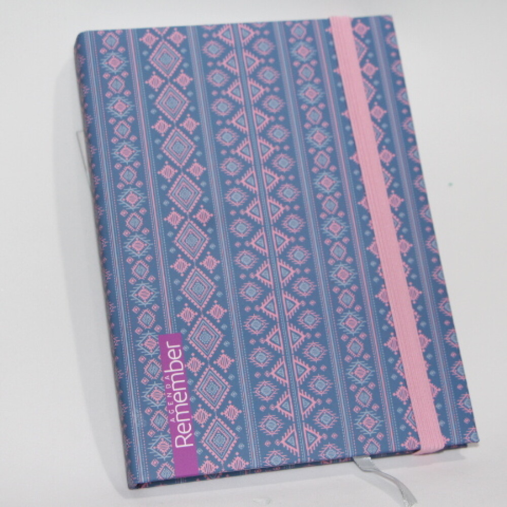 AGENDA REMEMBER PRINT 1370 TAPA CESLETE Y ROSADO