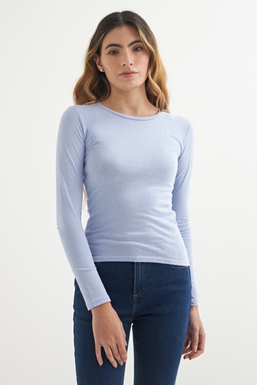 Remera cuello redondo CELESTE