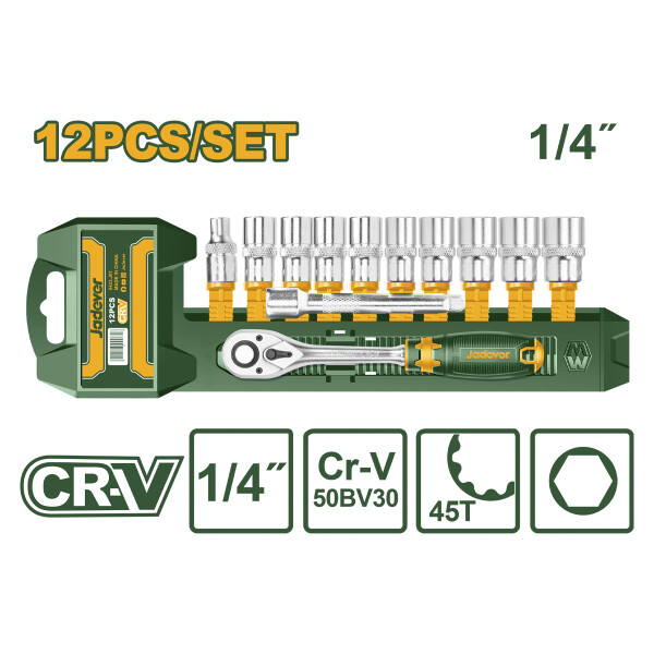 Juego de 12 Dados 1/4" Jadever Juego de 12 Dados 1/4" Jadever