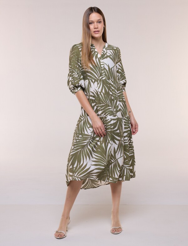 Vestido Midi Estampado Con OLIVA/MULTI