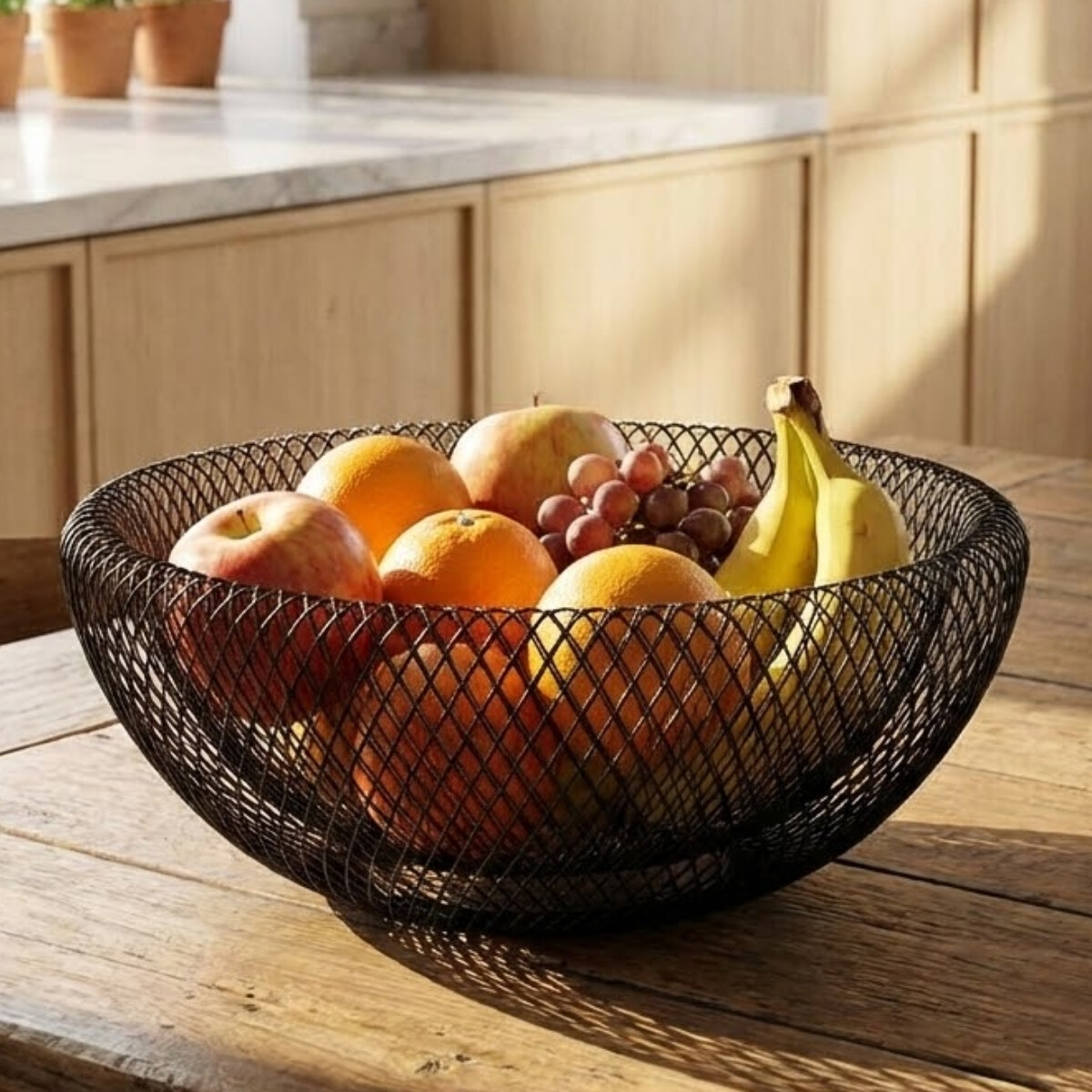 Frutero de rejilla doble pared D25x10,5cm - NEGRO 