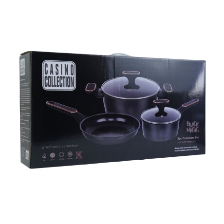 Juego de ollas linea premium black magic negro con detalles dorados Juego de ollas linea premium black magic negro con detalles dorados