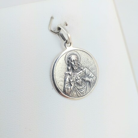 Medalla religiosa de plata 925, Sagrado Corazón de Jesús, diámetro 20 mm. Medalla religiosa de plata 925, Sagrado Corazón de Jesús, diámetro 20 mm.