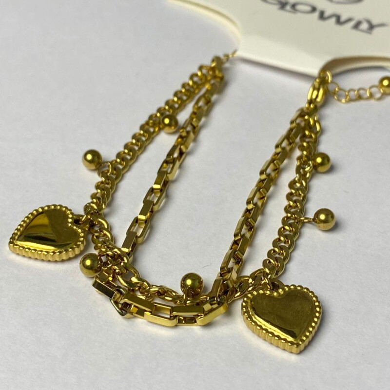 Pulsera Corazones Gold
