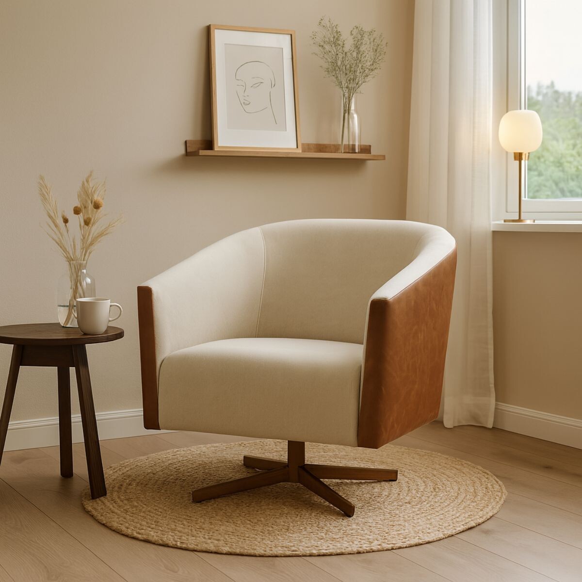 POLTRONA LUKE SWIVEL BEIGE 