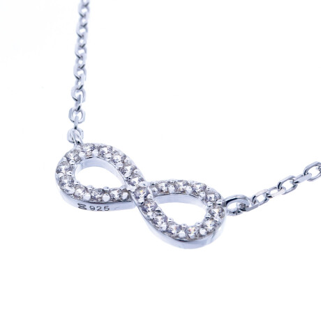 Conjunto de cadena y dije de plata 925 con circionias, INFINITO. Conjunto de cadena y dije de plata 925 con circionias, INFINITO.