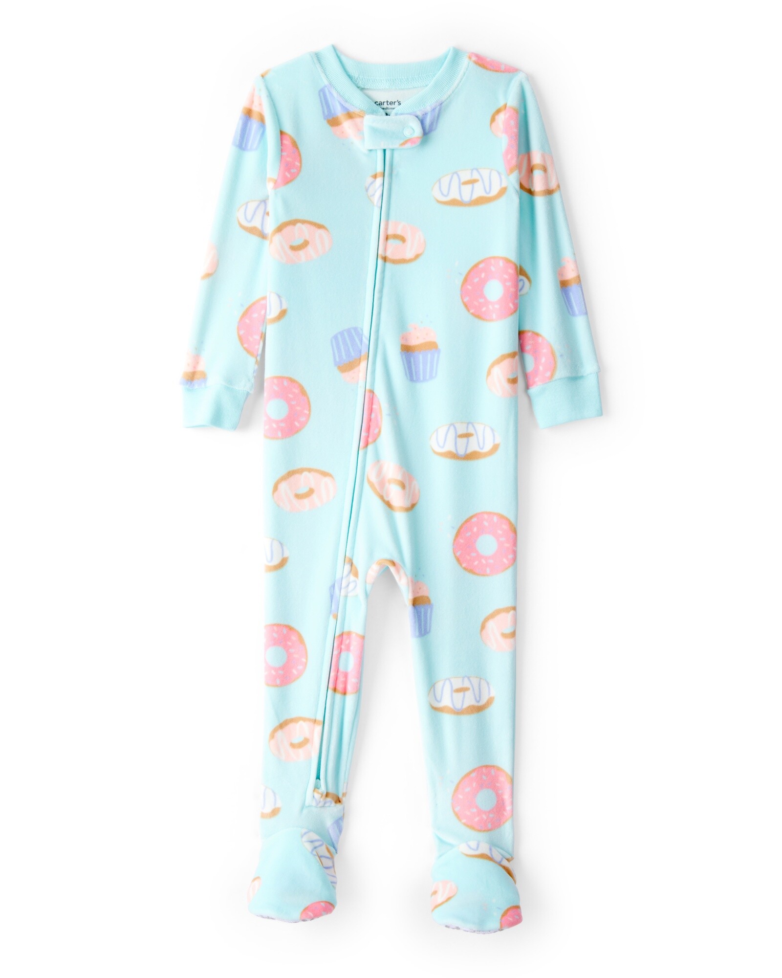 Pijama una pieza de micropolar, con pie, diseño donas Sin color
