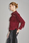 Camisa Bellota Fringes Cuero Bordo