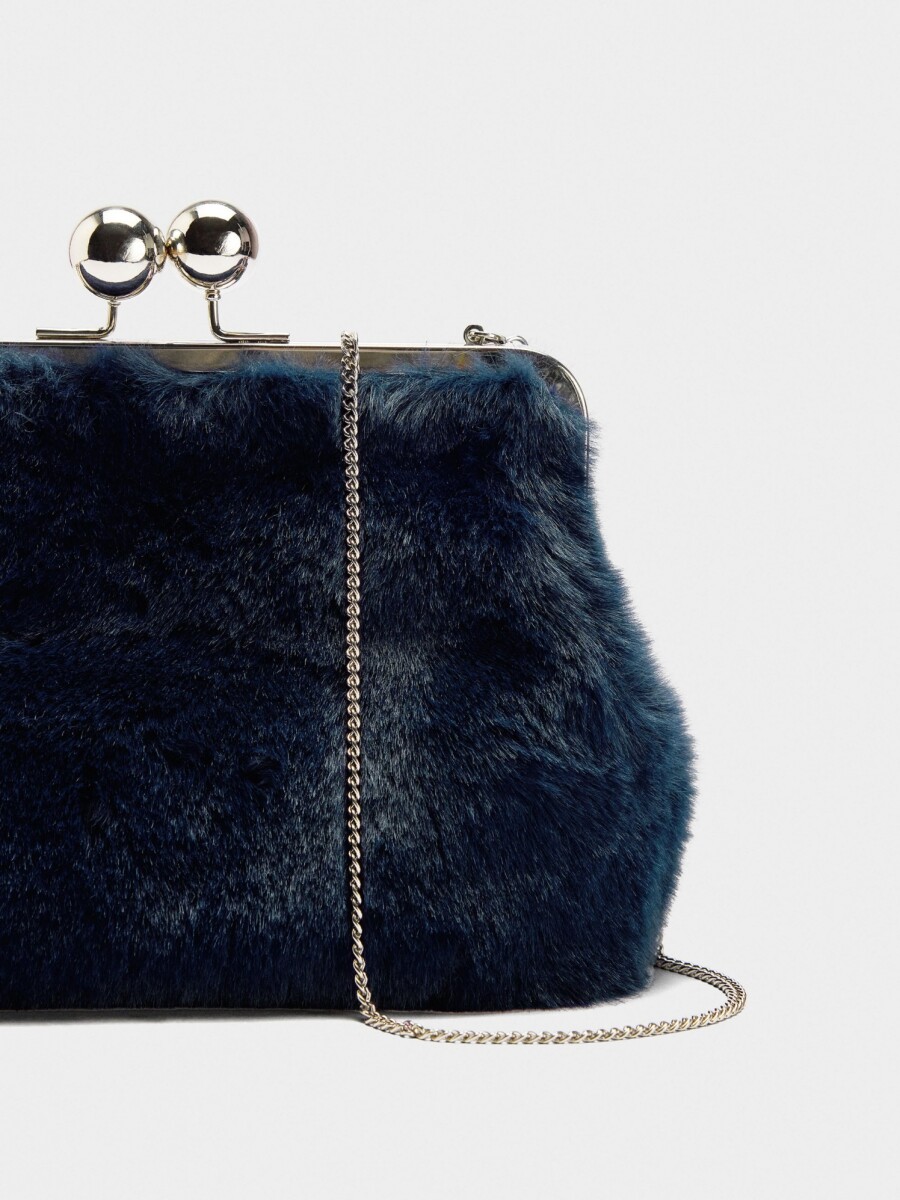 Bolso De Fiesta Efecto Pelo azul