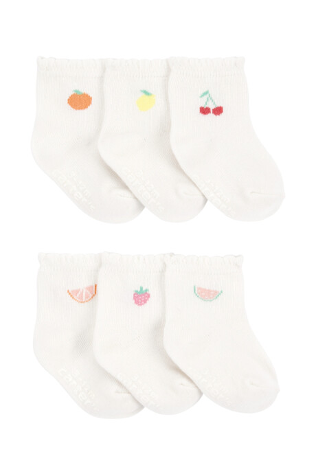 Pack seis pares de medias de algodón, diseño frutas Pack seis pares de medias de algodón, diseño frutas