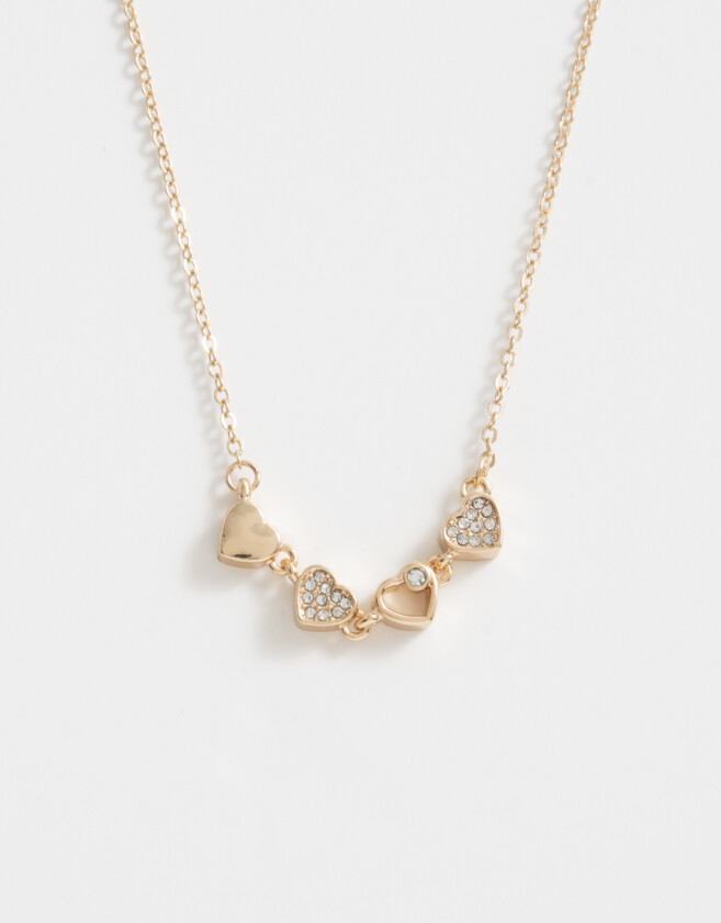 Collares Cortos Bañada en Oro Collar Corto Corazones Bañado En Oro - Dorado