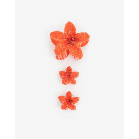 Set De Broches Flores Naranja Medio
