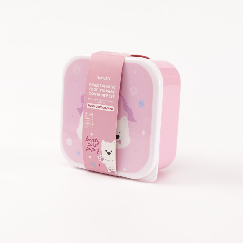 SET DE CONTENEDORES PLÁSTICOS PARA ALIMENTOS (3 PIEZAS – PERRITO DUODUO / ROSA) SET DE CONTENEDORES PLÁSTICOS PARA ALIMENTOS (3 PIEZAS – PERRITO DUODUO / ROSA)
