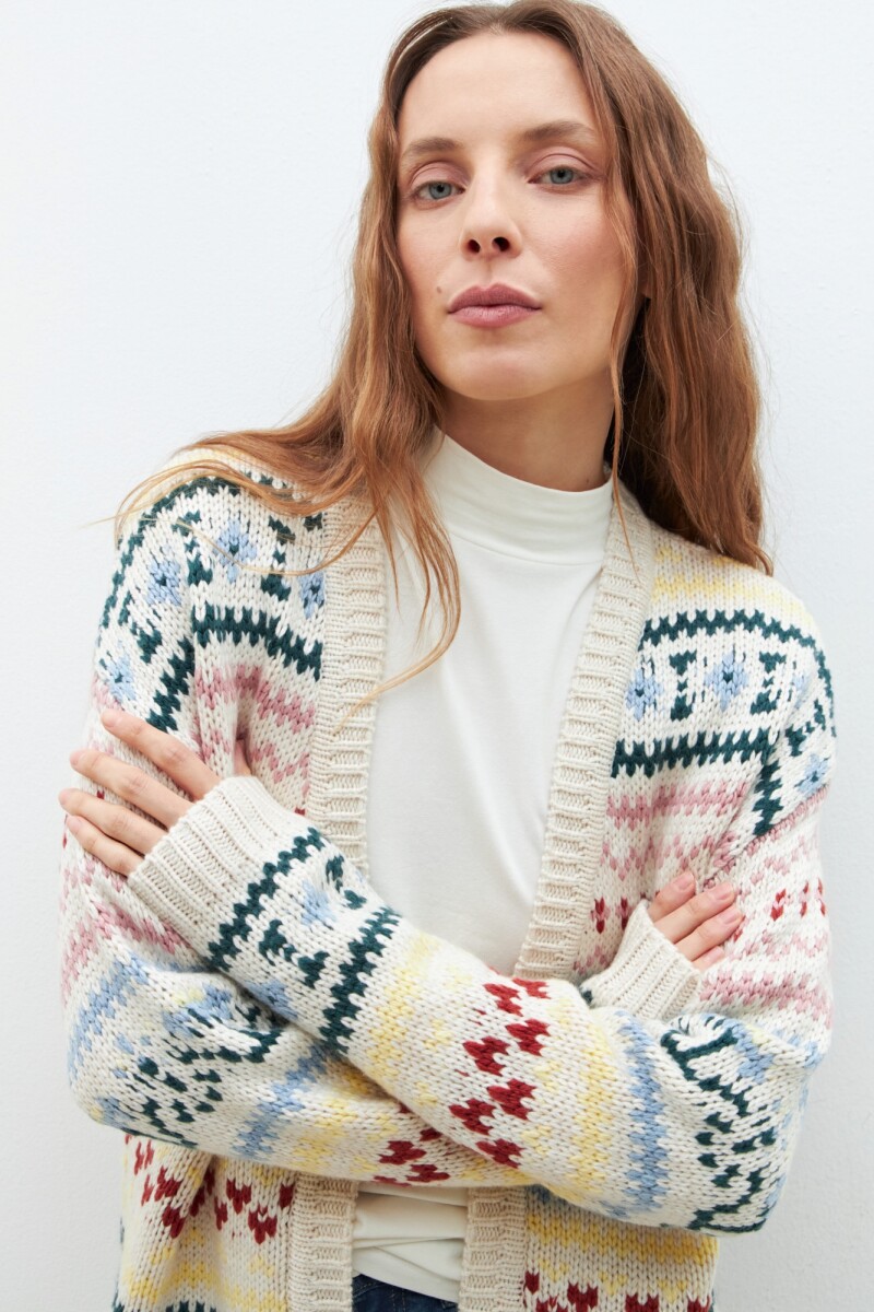 Ruana jacquard multicolor beige