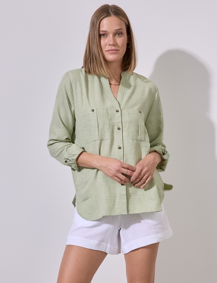 Blusa Bolsillos - Verde 