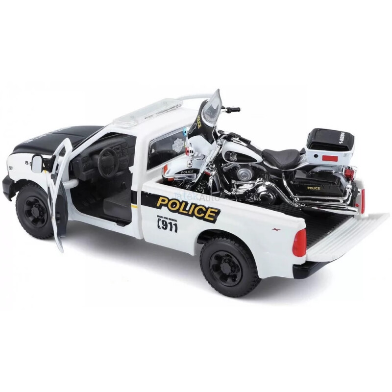 Ford F-350 1999 Pick Up + Harley Police Dep. - B Maisto 1/24 Ford F-350 1999 Pick Up + Harley Police Dep. - B Maisto 1/24