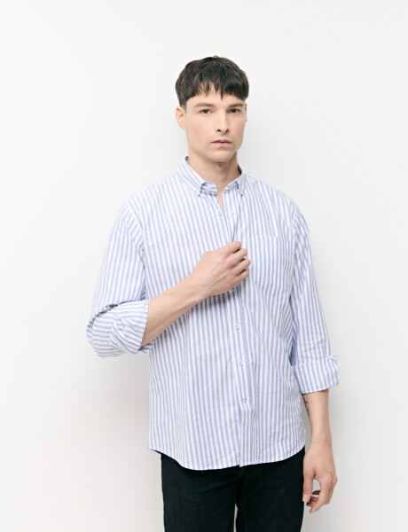 012726 CAMISA STRIPES WILL Blanco/azul Osc