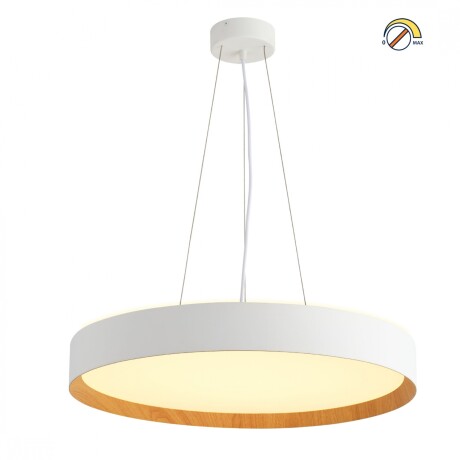 Luminaria led suspender blanca y madera 48W dimerizable, 50cm Luminaria led suspender blanca y madera 48W dimerizable, 50cm